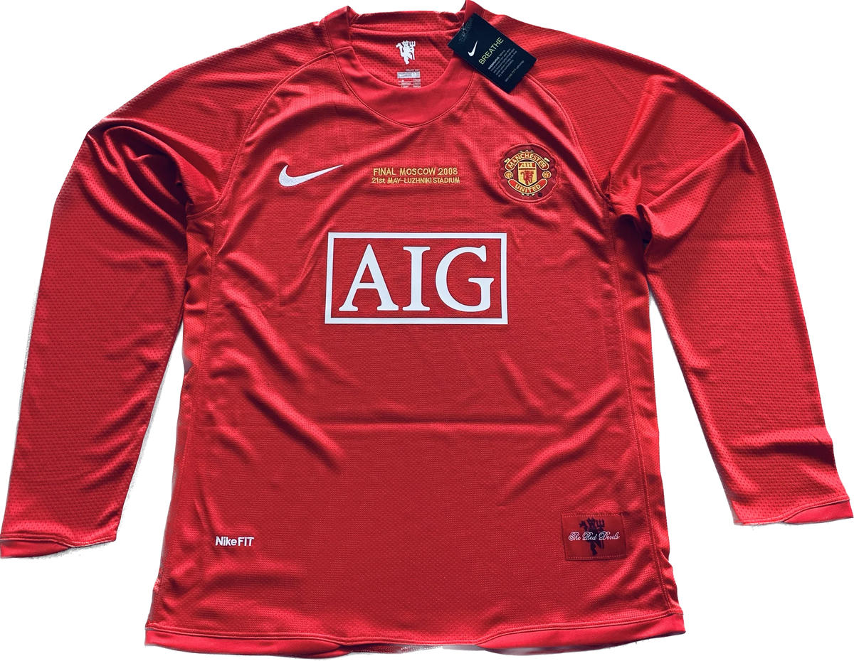 Ronaldo 2007/2008 UCL Final Manchester United Nike Long Sleeve MENS Jersey UEFA Champions League