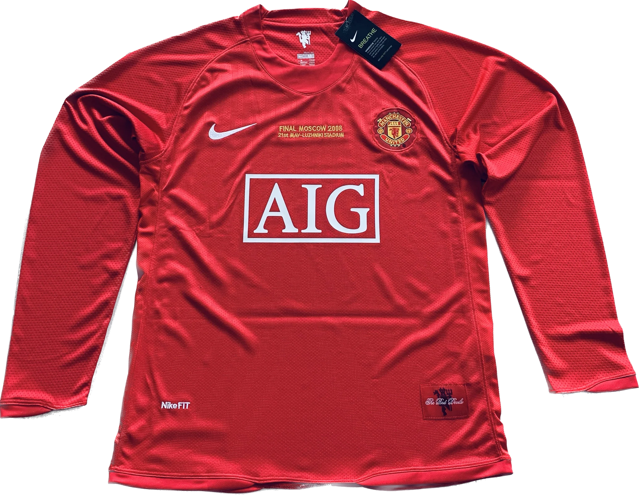Ronaldo 2007/2008 UCL Final Manchester United Nike Long Sleeve MENS Jersey UEFA Champions League