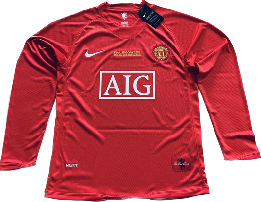 Ronaldo 2007/2008 UCL Final Manchester United Nike Long Sleeve MENS Jersey UEFA Champions League