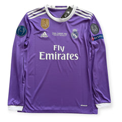 Ronaldo Jersey #7 Madrid 2016-2017 Adidas Real Madrid Long Sleeve Soccer Jersey Champions Cardiff Purple MENS UCL