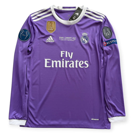 Ronaldo Jersey #7 Madrid 2016-2017 Adidas Real Madrid Long Sleeve Soccer Jersey Champions Cardiff Purple MENS UCL