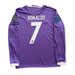 Ronaldo Jersey #7 Madrid 2016-2017 Adidas Real Madrid Long Sleeve Soccer Jersey Champions Cardiff Purple MENS UCL